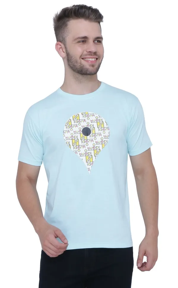 Sky_Blue_Round_Neck_Printed_Half_Sleeve_T-Shirt_For_Men