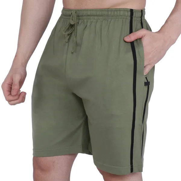 Olive_Green_Cotton_Striped_Long_Shorts_For_Men