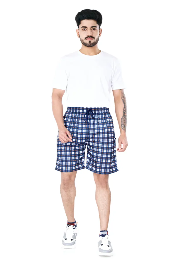 Blue_&_Orange_Checkered_Cotton_Long_Shorts_For_Men
