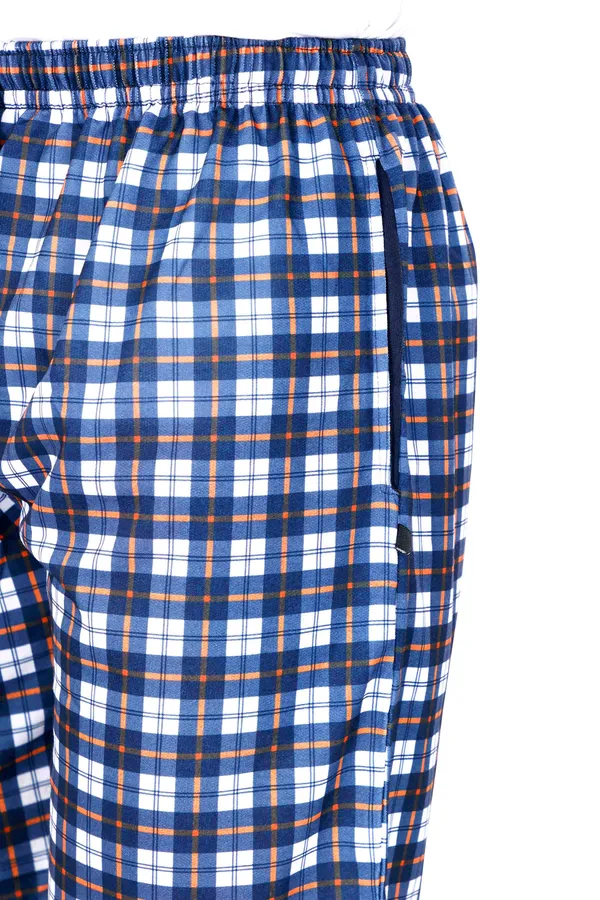 Blue_&_Orange_Checkered_Cotton_Long_Shorts_For_Men