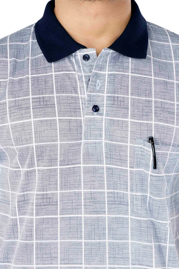 Grey_&_Blue_Polo_Neck_Half_Sleeve_T-Shirt_With_Pocket_For_Men