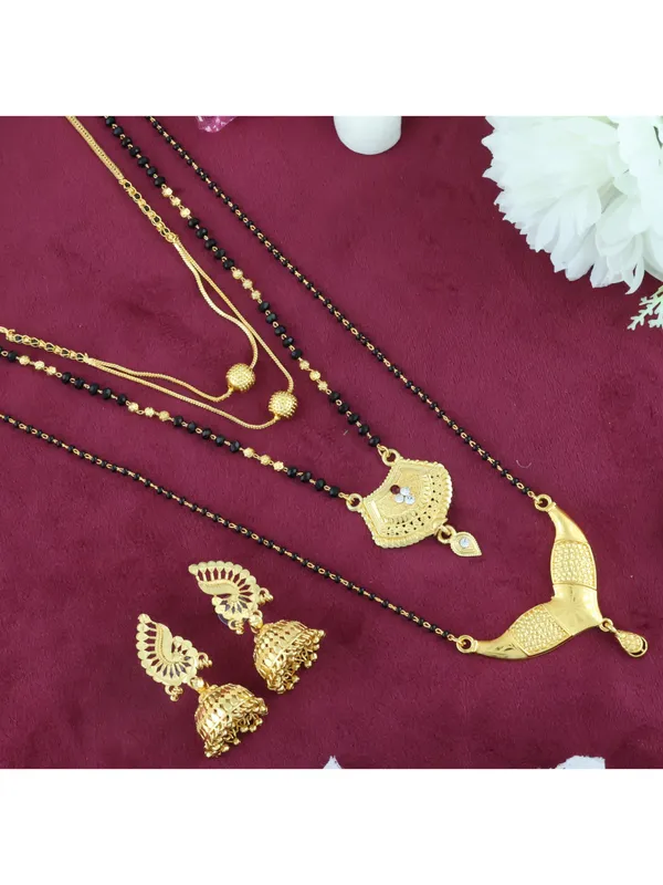 Gold_Elegant_Mangalsutra_&_Earring_Set_For_Women
