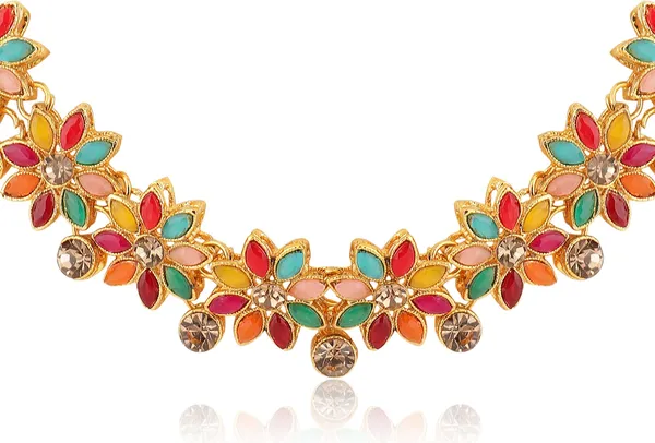 Multicolor_Elegant_Necklace,_Earring_&_Maang_Tikka_Set_For_Women