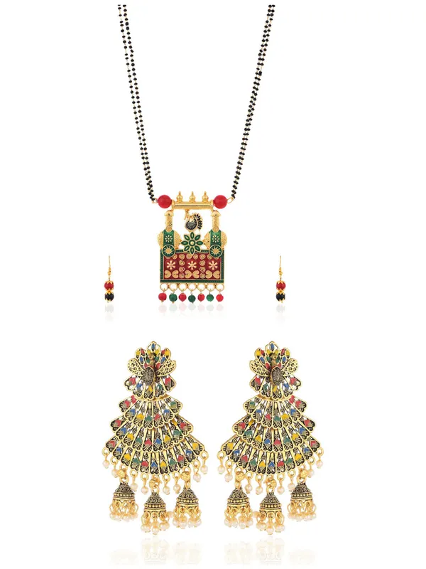 Multicolor_Elegant_Mangalsutra_&_Earring_Set_For_Women