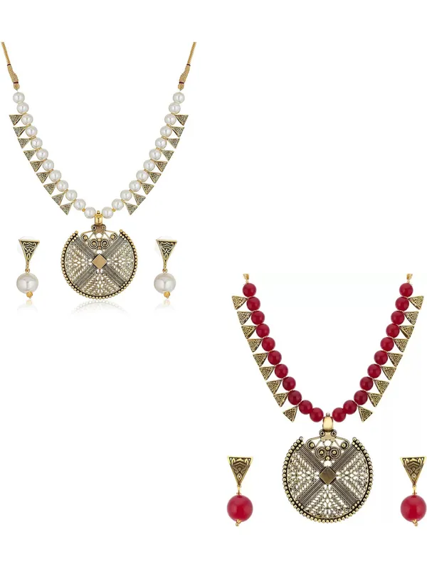 Gold_&_Red_&_White_Elegant_Earring_&_Necklace_Set_For_Women