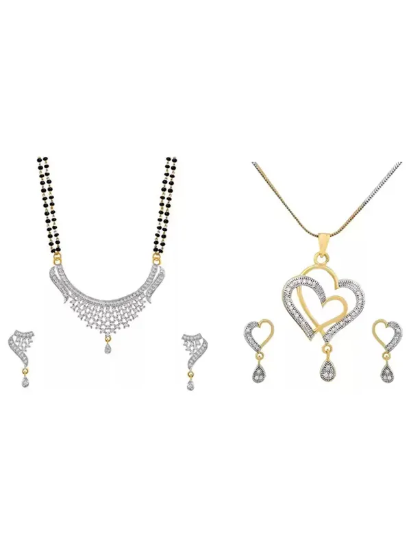 White_Elegant_Necklace,_Mangalsutra_&_Earring_Set_For_Women