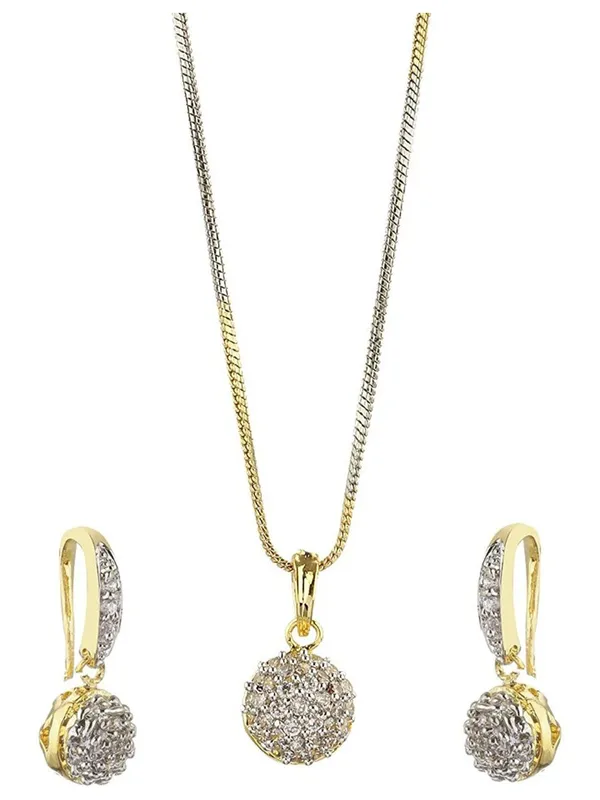 Gold_&_Silver_Elegant_Earring_&_Pendant_Set_For_Women
