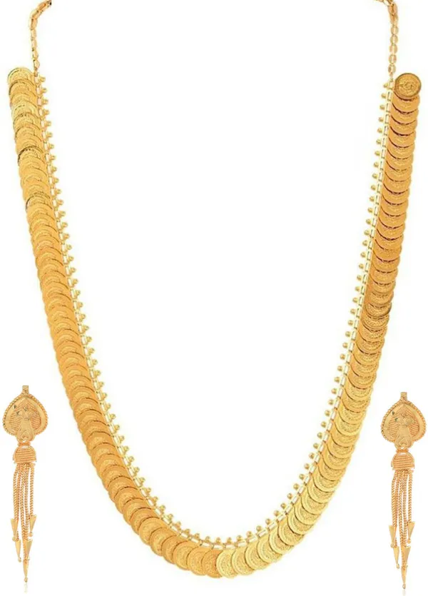 Gold_&_Black_Elegant_Necklace,_Mangalsutra_&_Earring_Set_For_Women