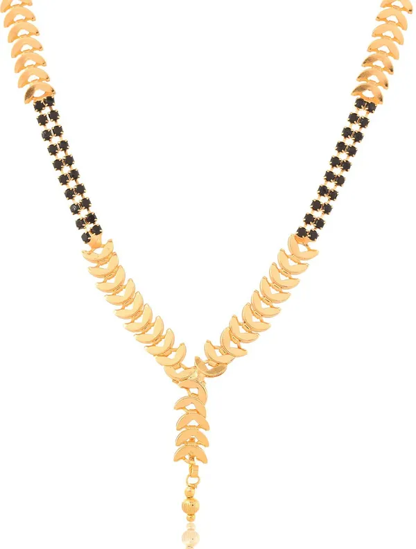 Gold_&_Black_Elegant_Mangalsutra_&_Earring_Set_For_Women