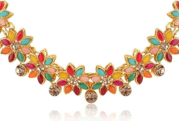 Multicolor_Elegant_Necklace,_Earring_&_Maang_Tikka_Set_For_Women