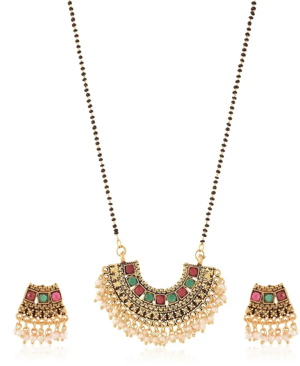 Multicolor_Elegant_Mangalsutra_&_Earring_Set_For_Women