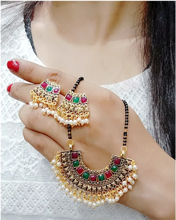 Multicolor_Elegant_Mangalsutra_&_Earring_Set_For_Women