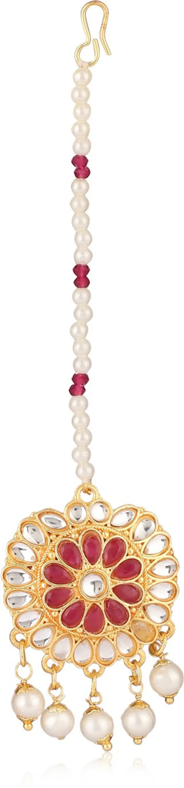 Red_Elegant_Necklace,_Earring_&_Maang_Tikka_Set_For_Women