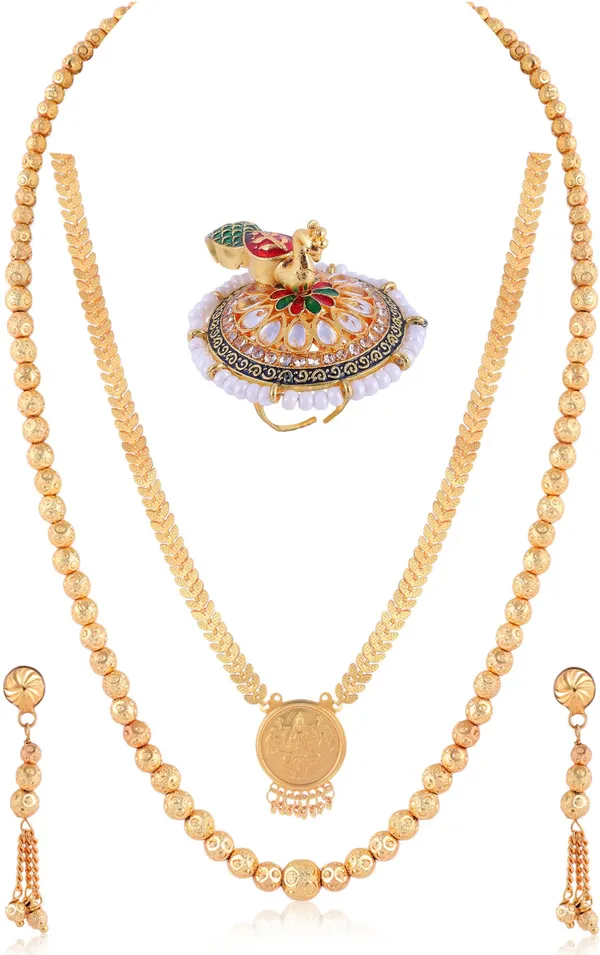 Gold_Elegant_Necklace,_Chain_&_Earring_Set_For_Women