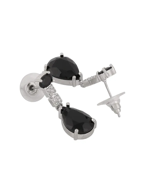 Black_AD_Stone_Silver_Plated_Necklace_Set_for_Women_|_Matching_Earrings_|_Party_&_Evening_Wear_Jewellery_Set
