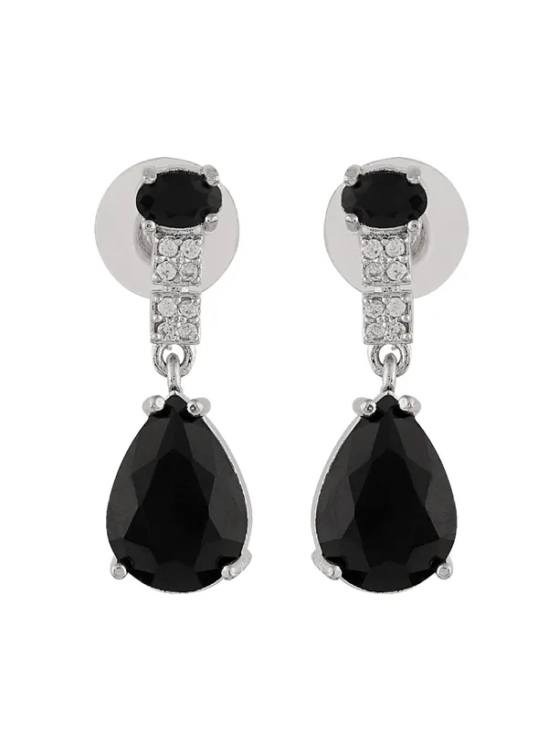 Black_AD_Stone_Silver_Plated_Necklace_Set_for_Women_|_Matching_Earrings_|_Party_&_Evening_Wear_Jewellery_Set