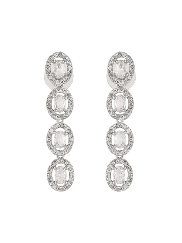 Double_Layer_AD_Stone_Necklace_Set_for_Women_|_Silver_Plated_Bridal_Jewellery_with_Long_Drop_Earrings_|_Stylish_Western_Party_Wear_Set