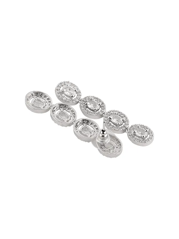 Double_Layer_AD_Stone_Necklace_Set_for_Women_|_Silver_Plated_Bridal_Jewellery_with_Long_Drop_Earrings_|_Stylish_Western_Party_Wear_Set