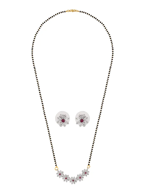 Floral_CZ_Mangalsutra_Set_with_Red_Stone_Stud_Earrings_|_Jewelry_for_Women