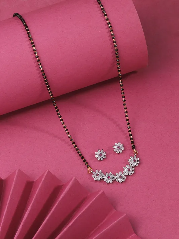Floral_CZ_Mangalsutra_Set_with_Red_Stone_Stud_Earrings_|_Jewelry_for_Women