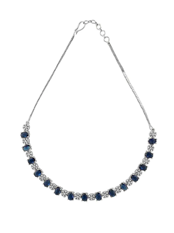 Glossy_&_Elegant_Blue_AD_Stone_Necklace_Set_for_Women_|_Partywear_Silver_Plated_Jewellery_with_Earrings