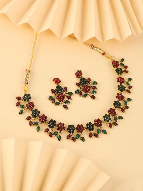 Bhagya_Lakshmi_Gold_Plated_Floral_Necklace_Set_for_Women_&_Girls_|_Red_&_Green_AD_Stone_Traditional_Jewellery_with_Earrings_|_Wedding_&_Party_Wear_Necklace_Set