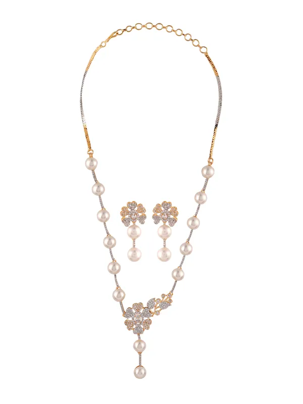 _Gold_Plated_Pearl_Necklace_Set_for_Women_|_Floral_Design_AD_Stone_Jewellery_Set_with_Earrings_|_Wedding,_Festive_&_Party_Wear_Necklace