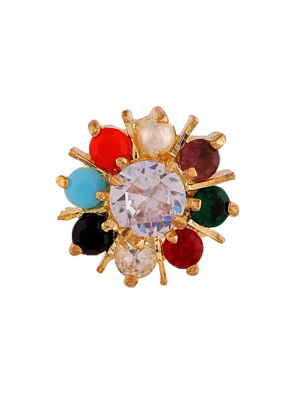 Multicolor_Navratna_Pendant_Set_with_Earrings_&_Ring_|_Gold-Plated_Finish