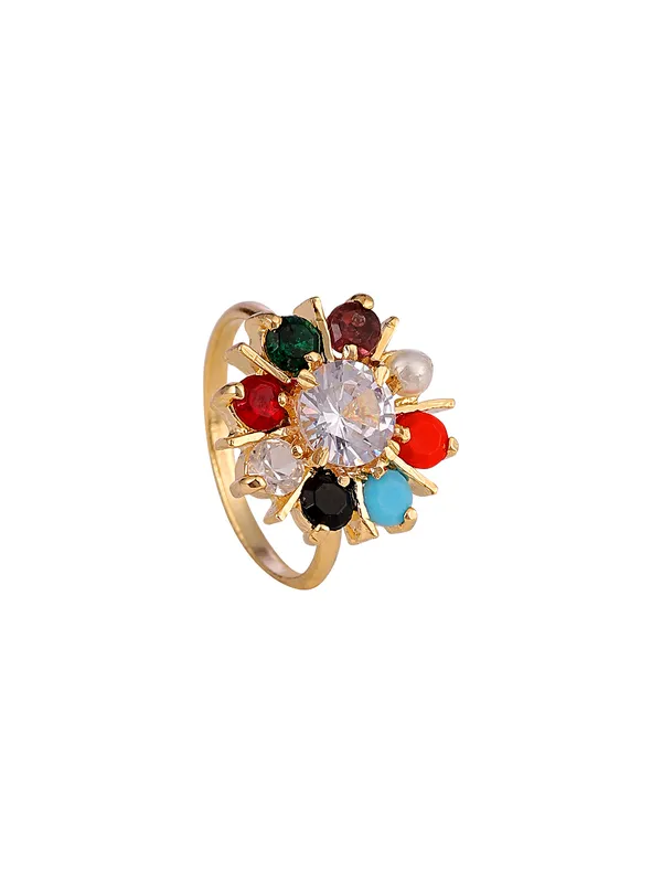 Multicolor_Navratna_Pendant_Set_with_Earrings_&_Ring_|_Gold-Plated_Finish