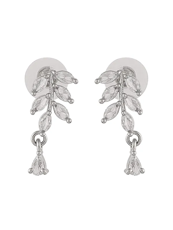 Silver_Leaf_Design_CZ_Mangalsutra_Set_with_Earrings_|_Jewelry_for_Women