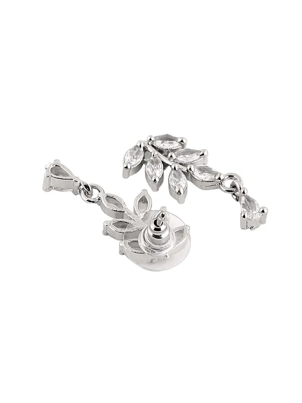 Silver_Leaf_Design_CZ_Mangalsutra_Set_with_Earrings_|_Jewelry_for_Women