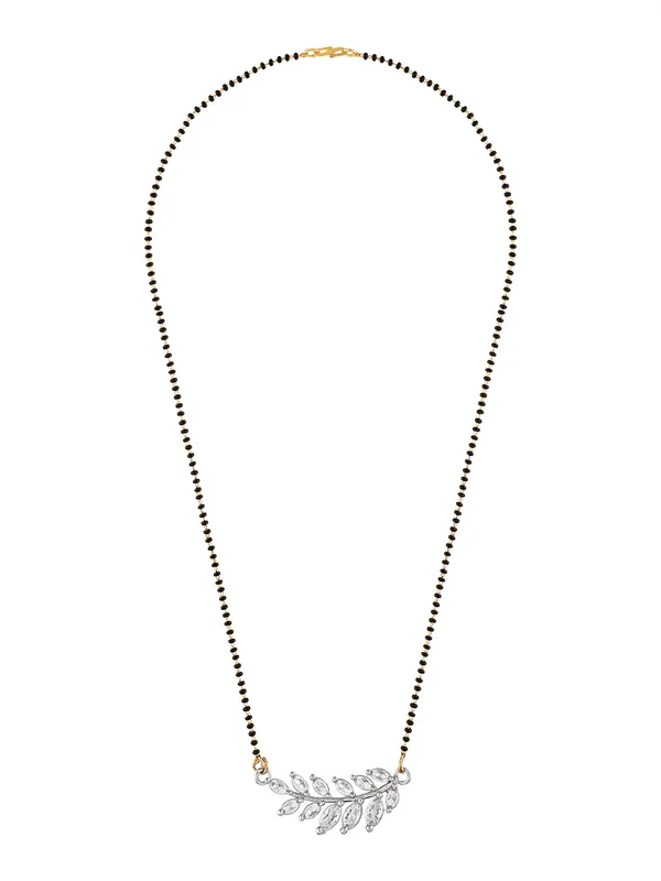 Silver_Leaf_Design_CZ_Mangalsutra_Set_with_Earrings_|_Jewelry_for_Women