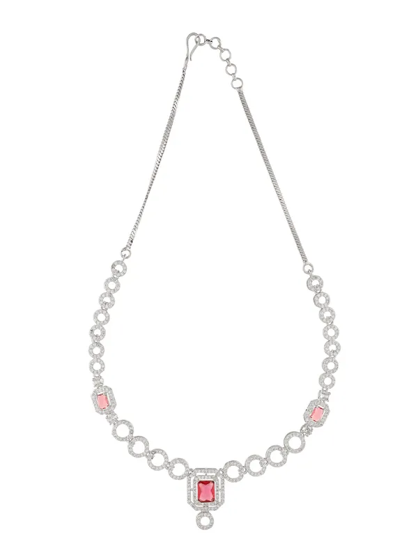 Silver_Plated_AD_Stone_Pink_Jewelry_Set_for_Women_|_Necklace_&_Maang_Tikka_|_Bridal_&_Wedding_Party_Wear_Jewellery_Set