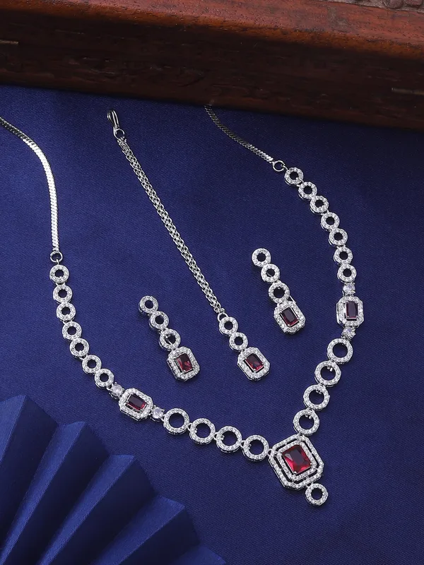 Silver_Plated_AD_Stone_Pink_Jewelry_Set_for_Women_|_Necklace_&_Maang_Tikka_|_Bridal_&_Wedding_Party_Wear_Jewellery_Set