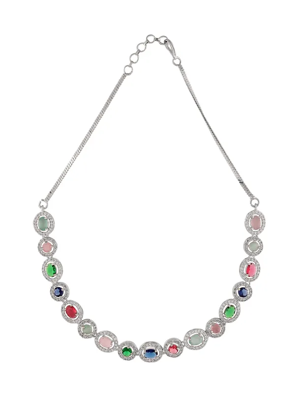 Silver_Plated_Multicolor_CZ_Stone_Necklace_Set_with_Drop_Earrings_|_Jewelry_set_for_Women