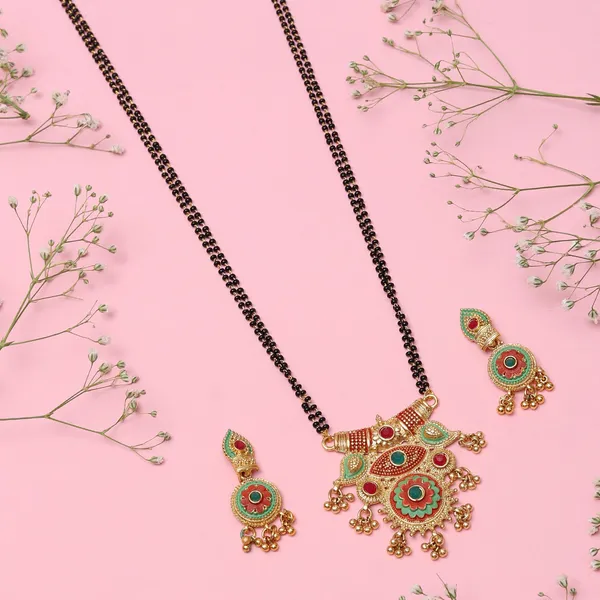Multicolor_Elegant_Mangalsutra_&_Earring_Set_For_Women