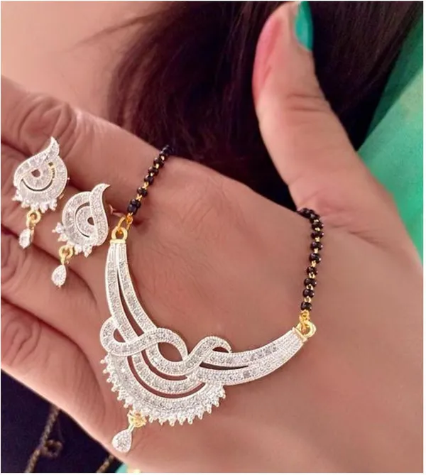 Black_&_Silver_Elegant_Mangalsutra_&_Earring_Set_For_Women