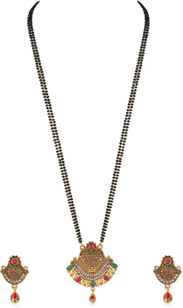 Multicolor_Elegant_Mangalsutra_&_Earring_Set_For_Women
