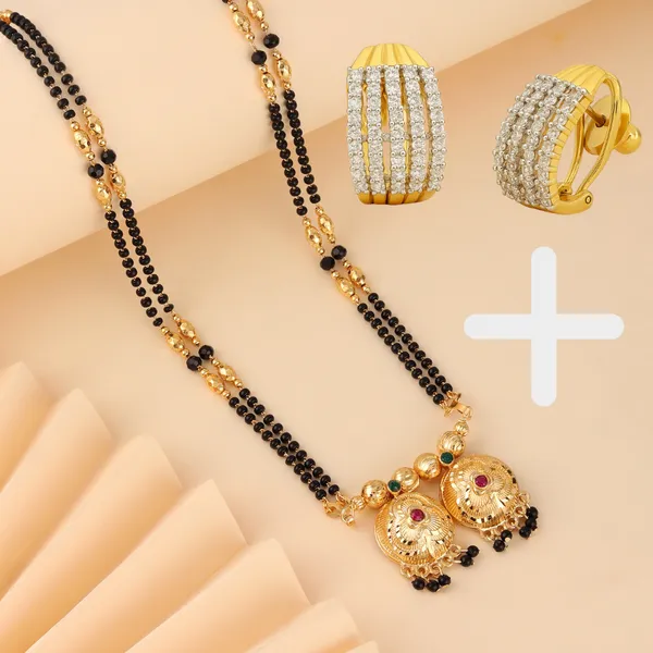 Gold_Elegant_Mangalsutra_with_Earring_For_Women