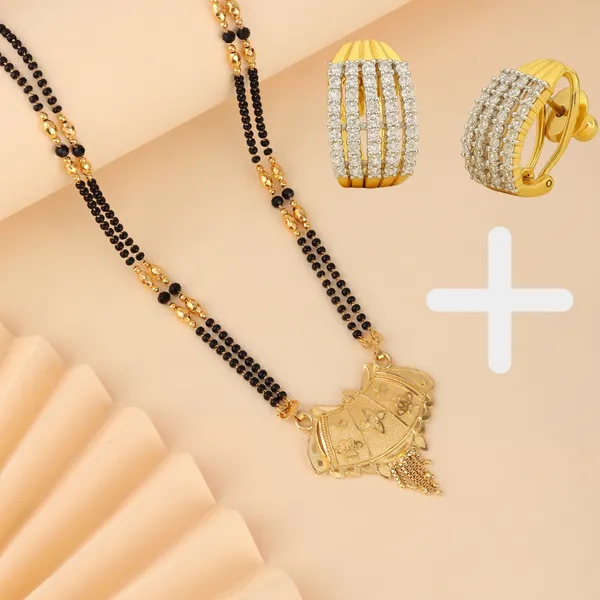 Gold_Elegant_Mangalsutra_with_Earring_For_Women