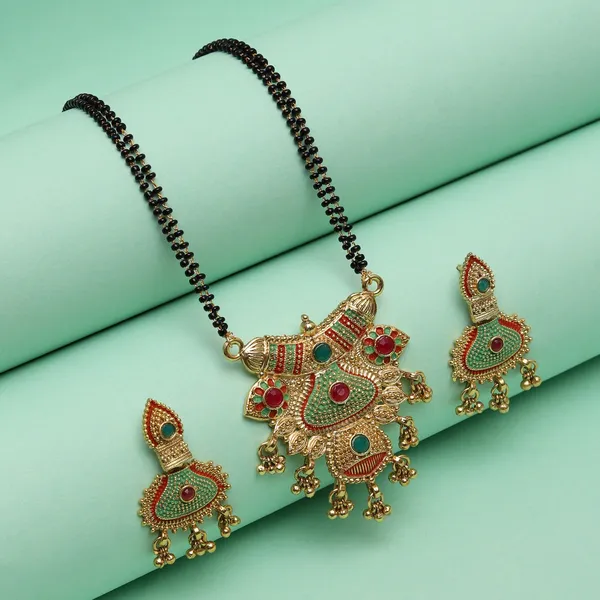 Multicolor_Elegant_Mangalsutra_&_Earring_Set_For_Women