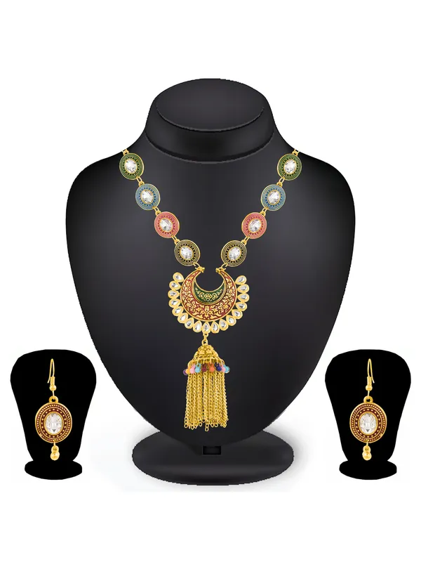 Multicolor_Elegant_Earring_&_Necklace_Set_For_Women