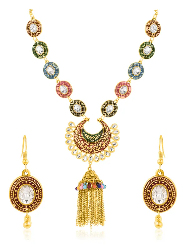Multicolor_Elegant_Earring_&_Necklace_Set_For_Women