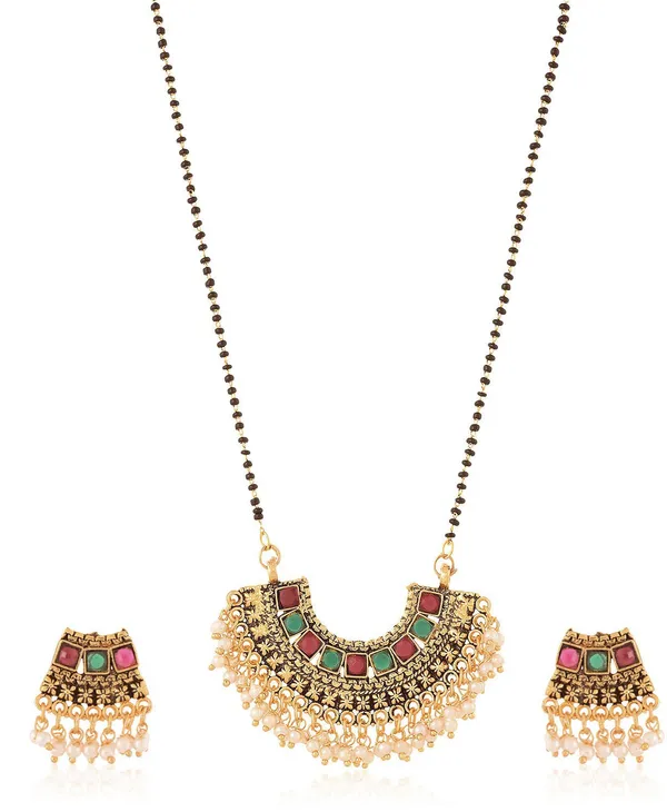 Multicolor_Elegant_Mangalsutra_&_Earring_Set_For_Women