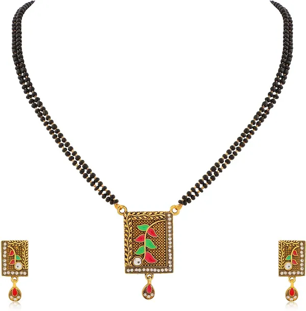 Black_Elegant_Mangalsutra_&_Earring_Set_For_Women