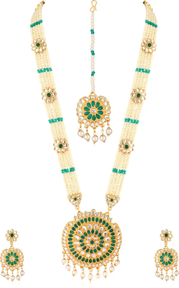 Multicolor_Elegant_Necklace,_Earring_&_Maang_Tikka_Set_For_Women