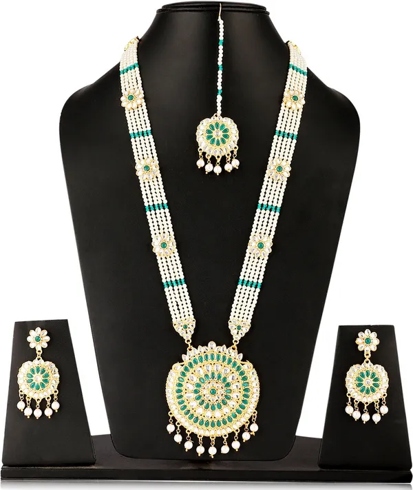 Multicolor_Elegant_Necklace,_Earring_&_Maang_Tikka_Set_For_Women