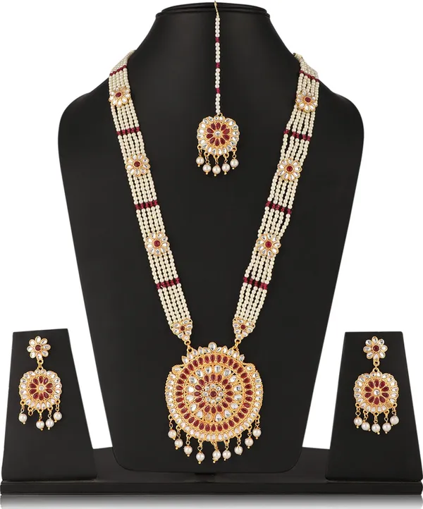 Multicolor_Elegant_Necklace,_Earring_&_Maang_Tikka_Set_For_Women