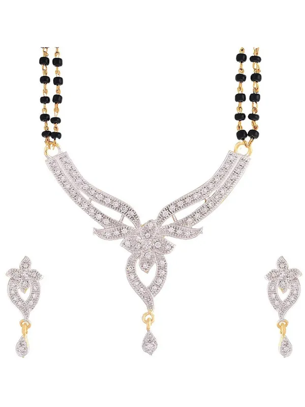 White_Elegant_Mangalsutra_&_Earring_Set_For_Women
