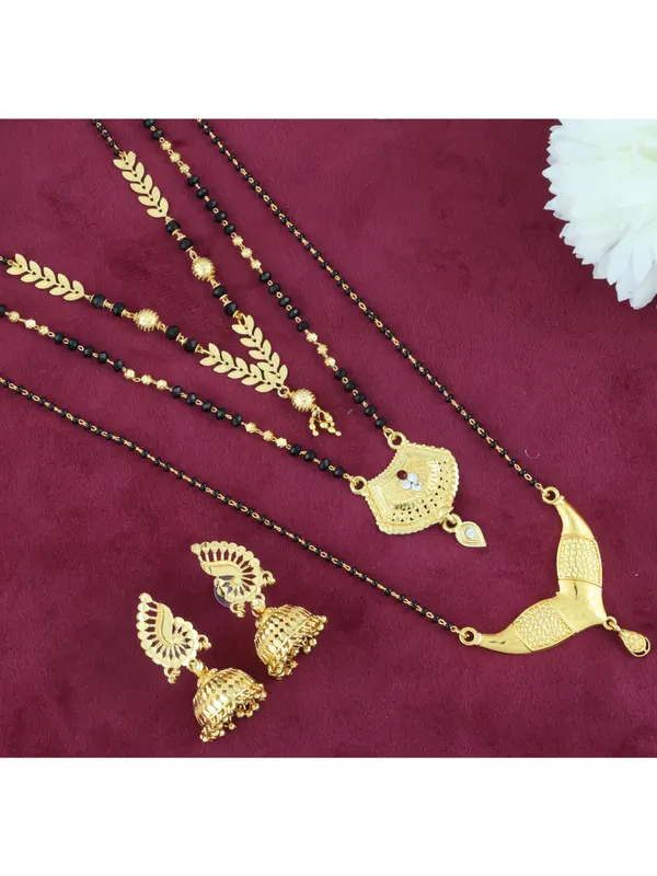 Gold_Elegant_Mangalsutra_&_Earring_Set_For_Women
